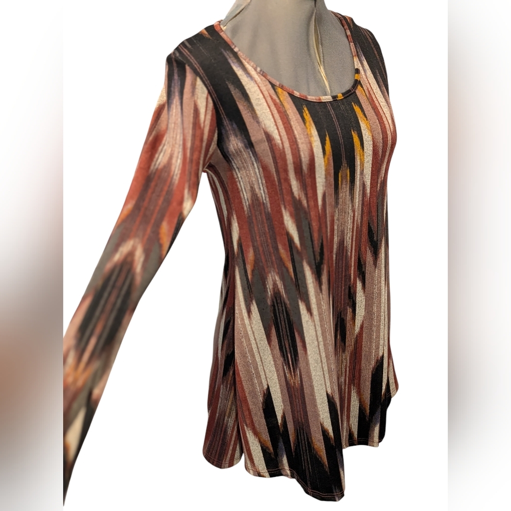 Living Doll Women's Boho Abstract Pattern Long Sleeve Top Size Small NWT
